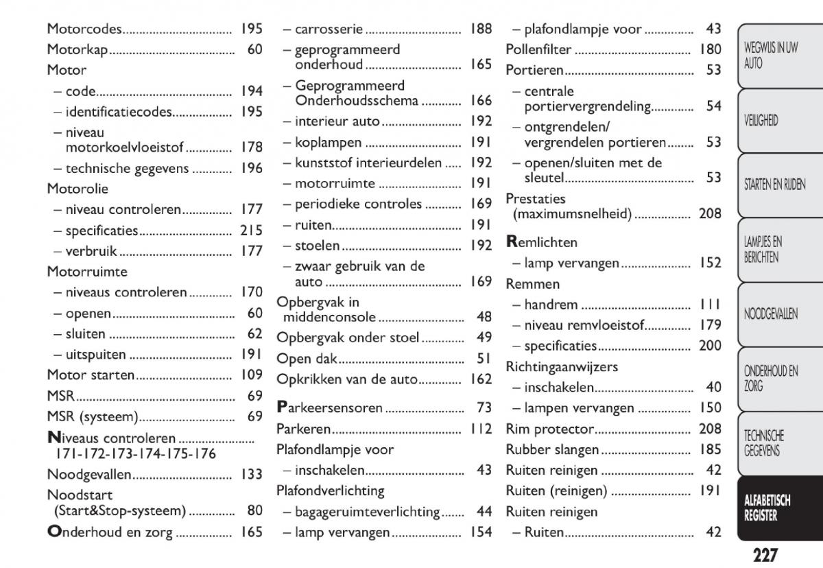 Fiat 500 handleiding / page 230