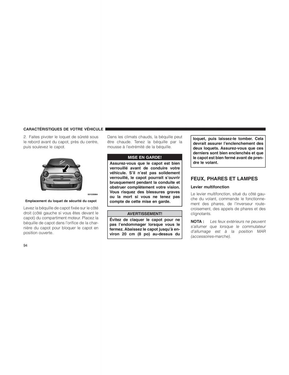 Fiat 500 manuel du proprietaire / page 96