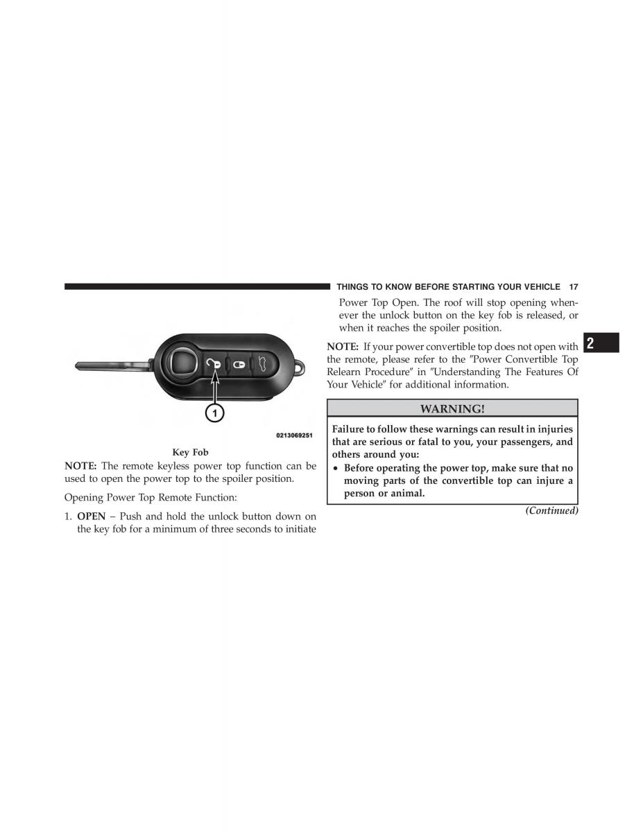 Fiat 500 owners manual / page 19