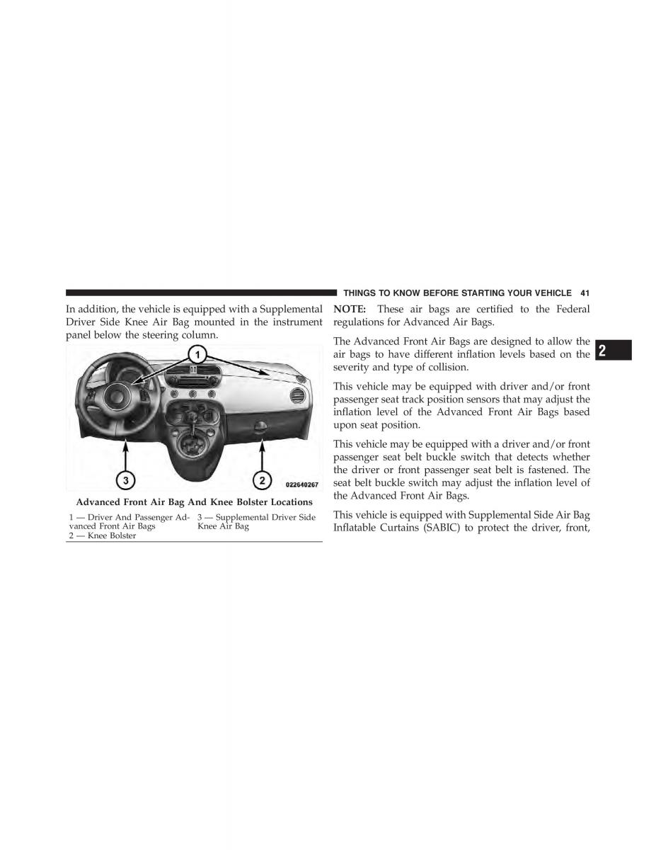 Fiat 500 owners manual / page 43