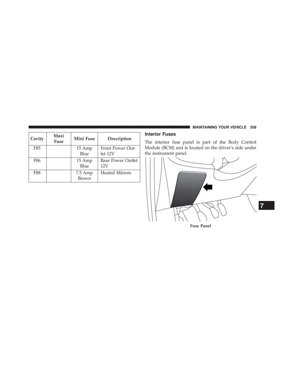 Fiat 500L owners manual / page 361