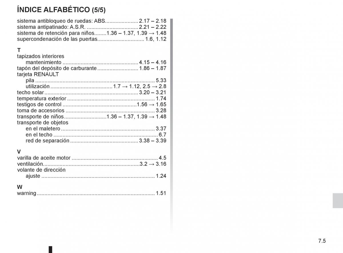 Renault Clio III 3 manual del propietario / page 261