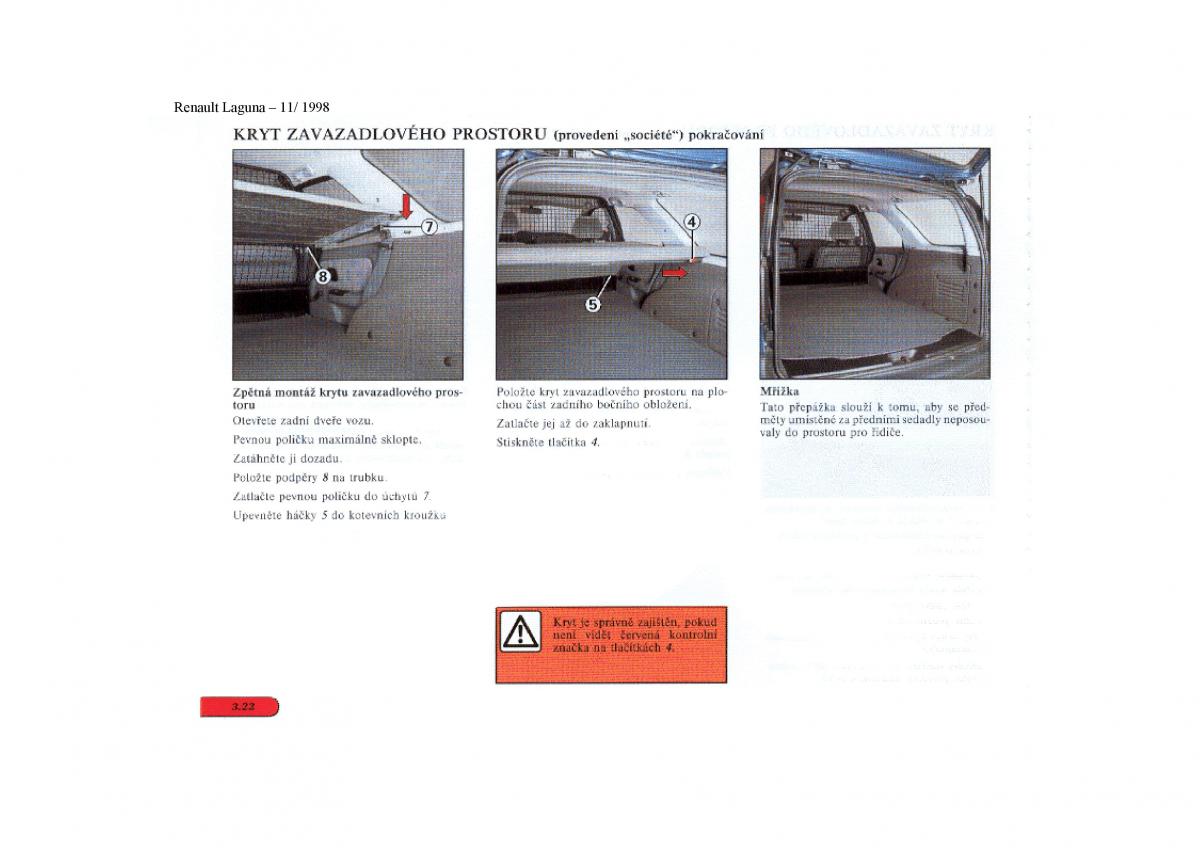 Renault Laguna I 1 navod k obsludze / page 88