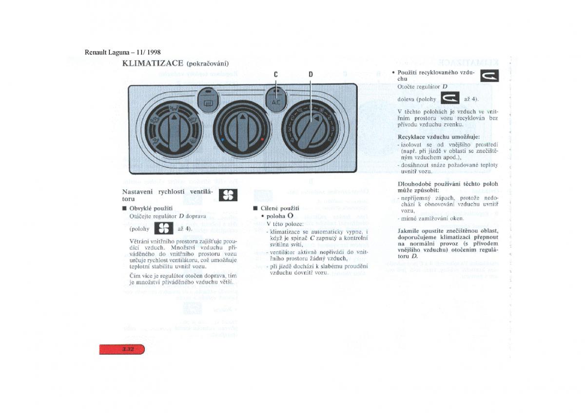 Renault Laguna I 1 navod k obsludze / page 98