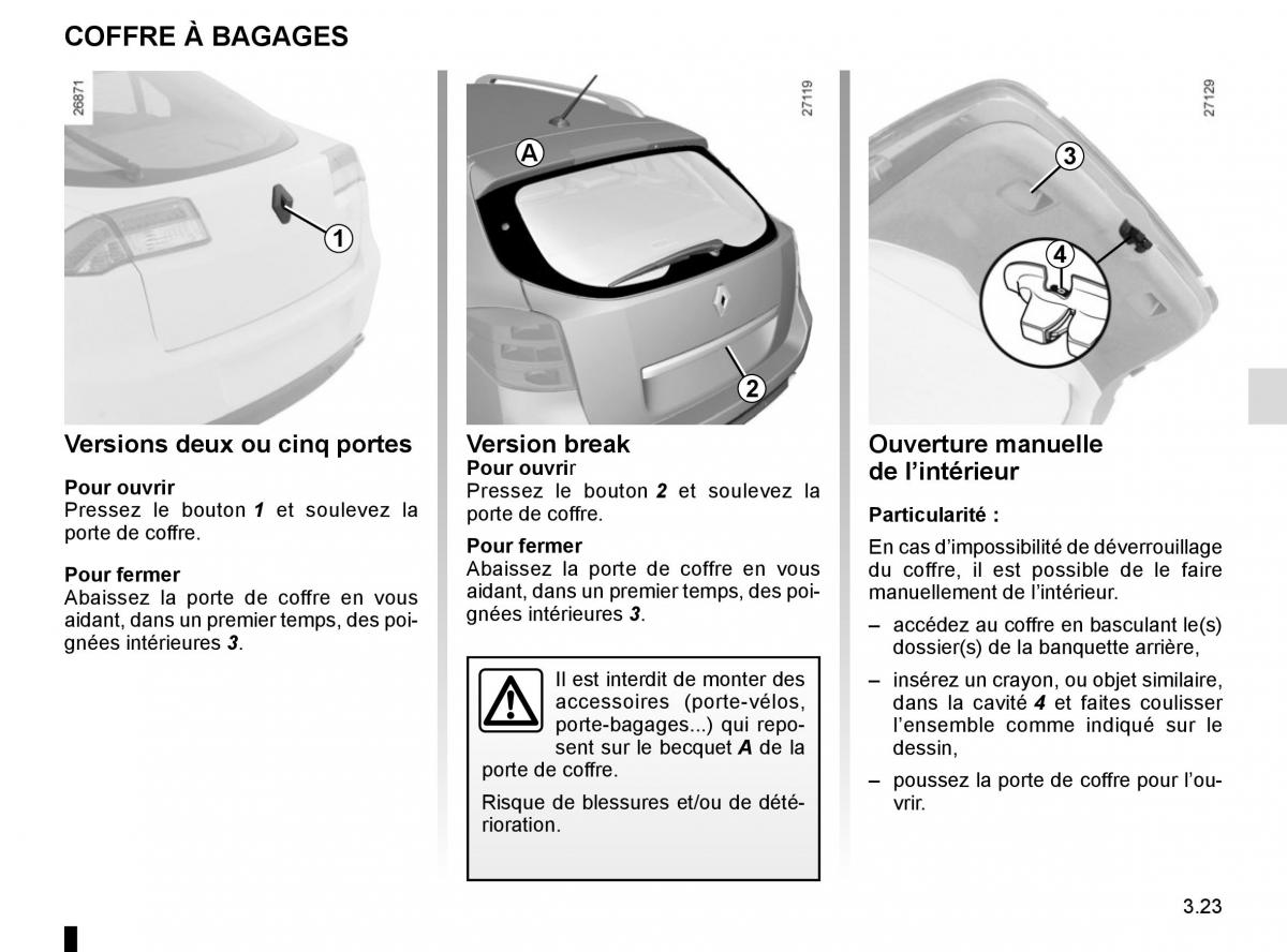 Renault Laguna III 3 manuel du proprietaire / page 151