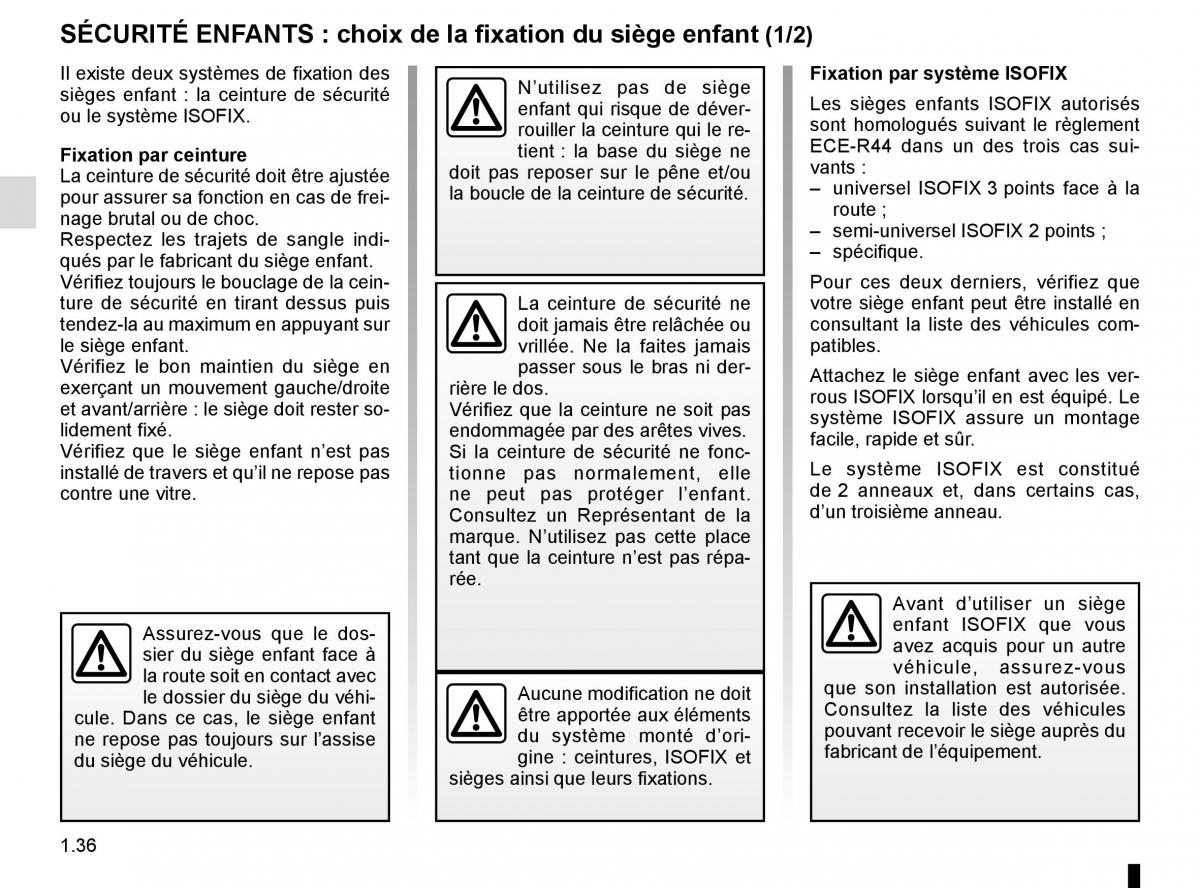 Renault Laguna III 3 manuel du proprietaire / page 42