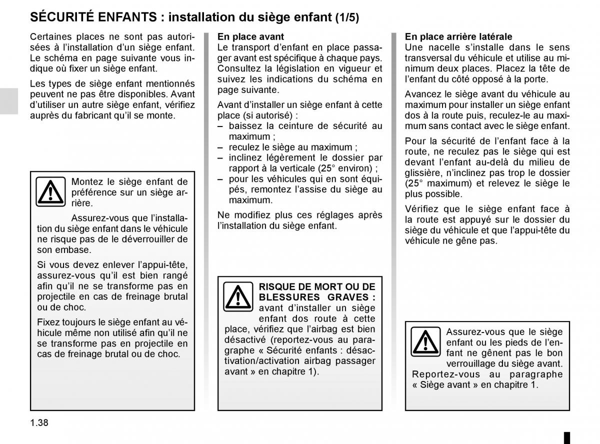 Renault Laguna III 3 manuel du proprietaire / page 44