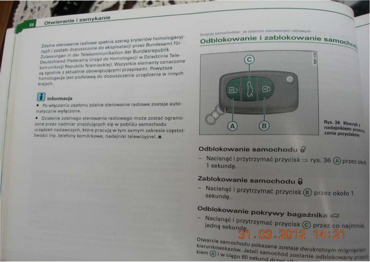 Audi A2 instrukcja obslugi / page 55