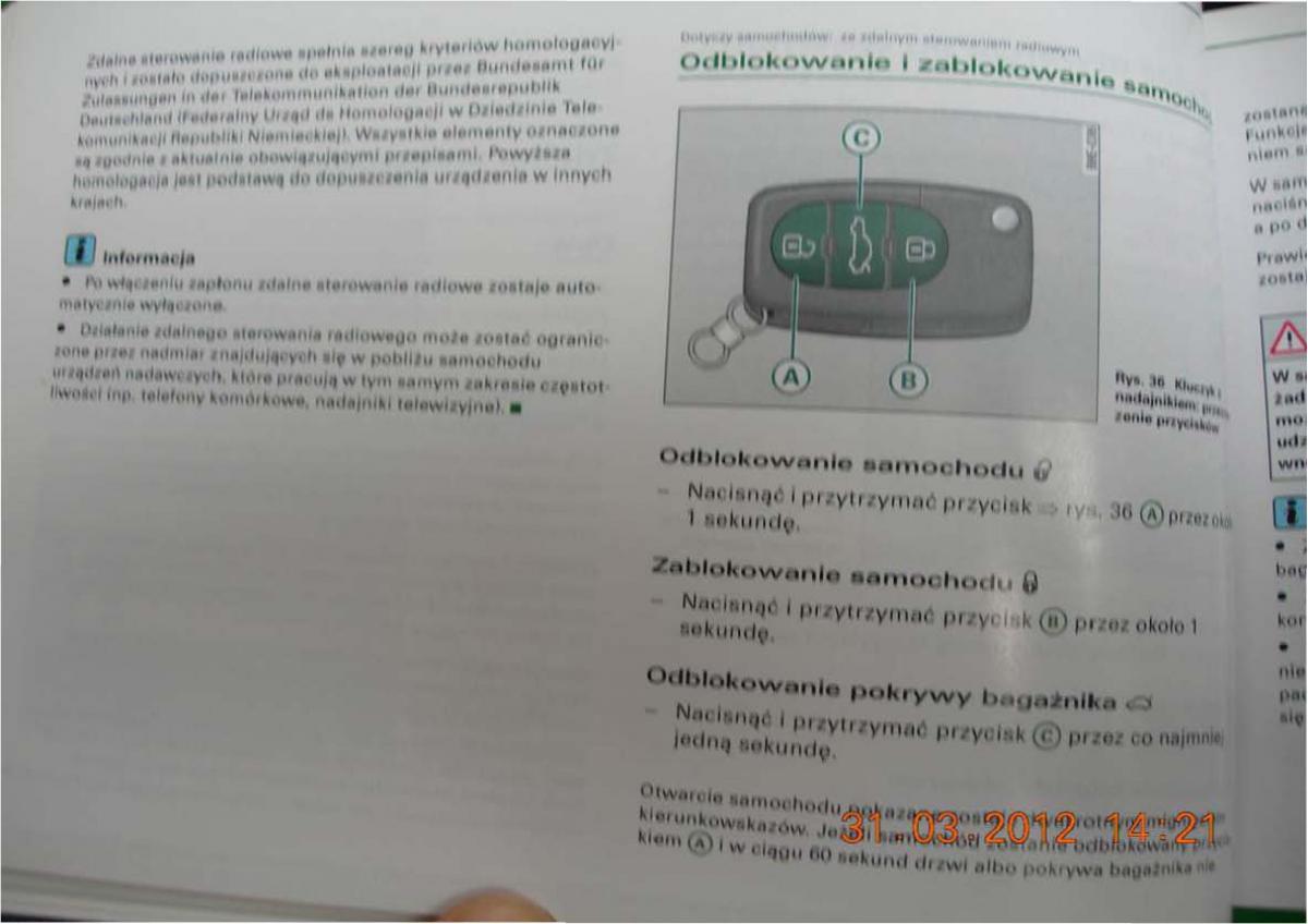 Audi A2 instrukcja obslugi / page 56