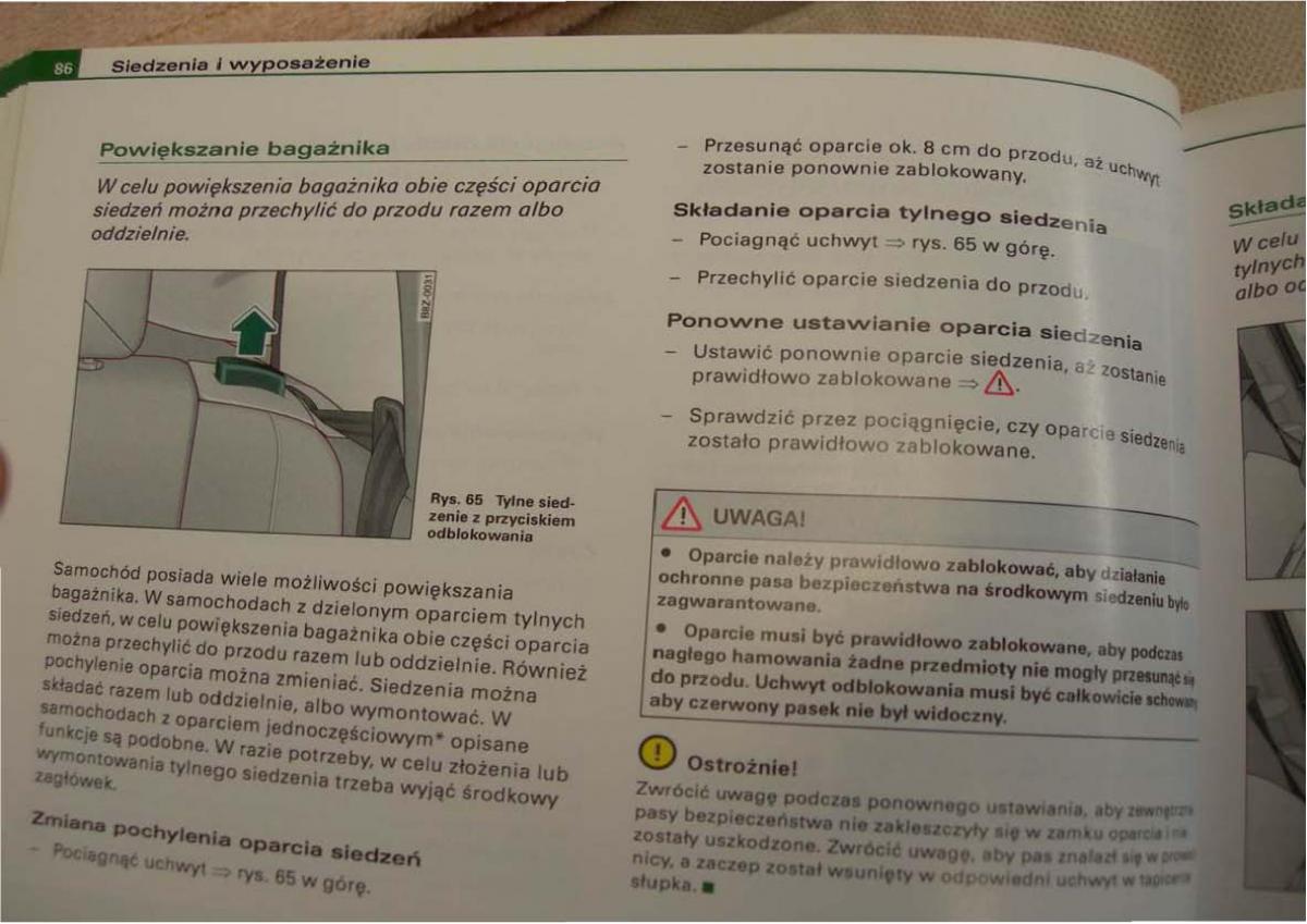 Audi A2 instrukcja obslugi / page 86