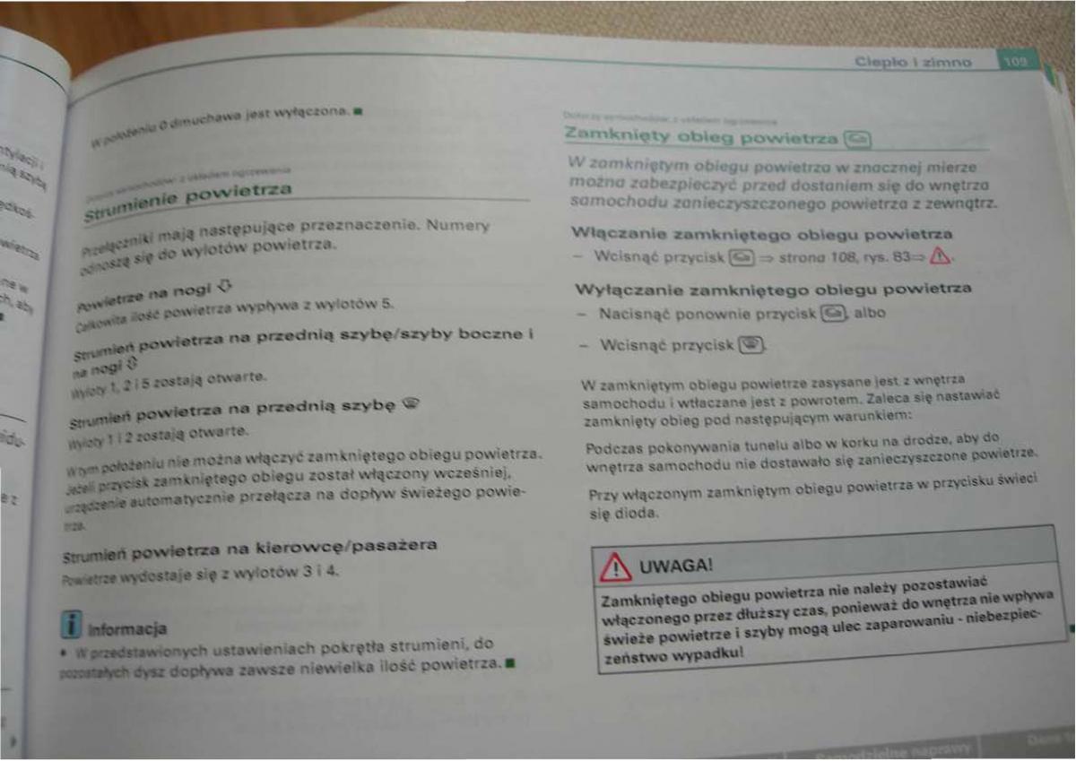 Audi A2 instrukcja obslugi / page 109