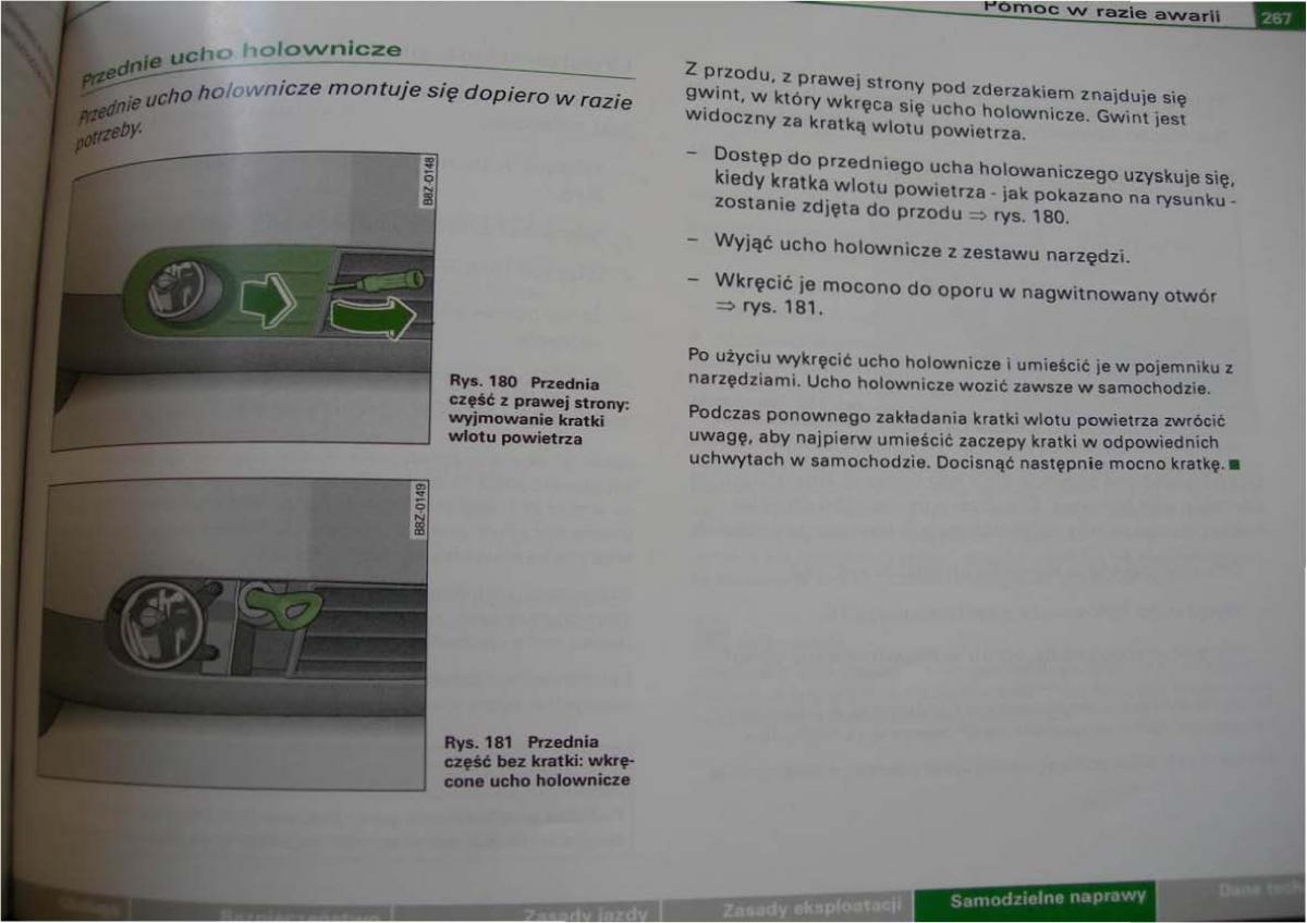 Audi A2 instrukcja obslugi / page 259