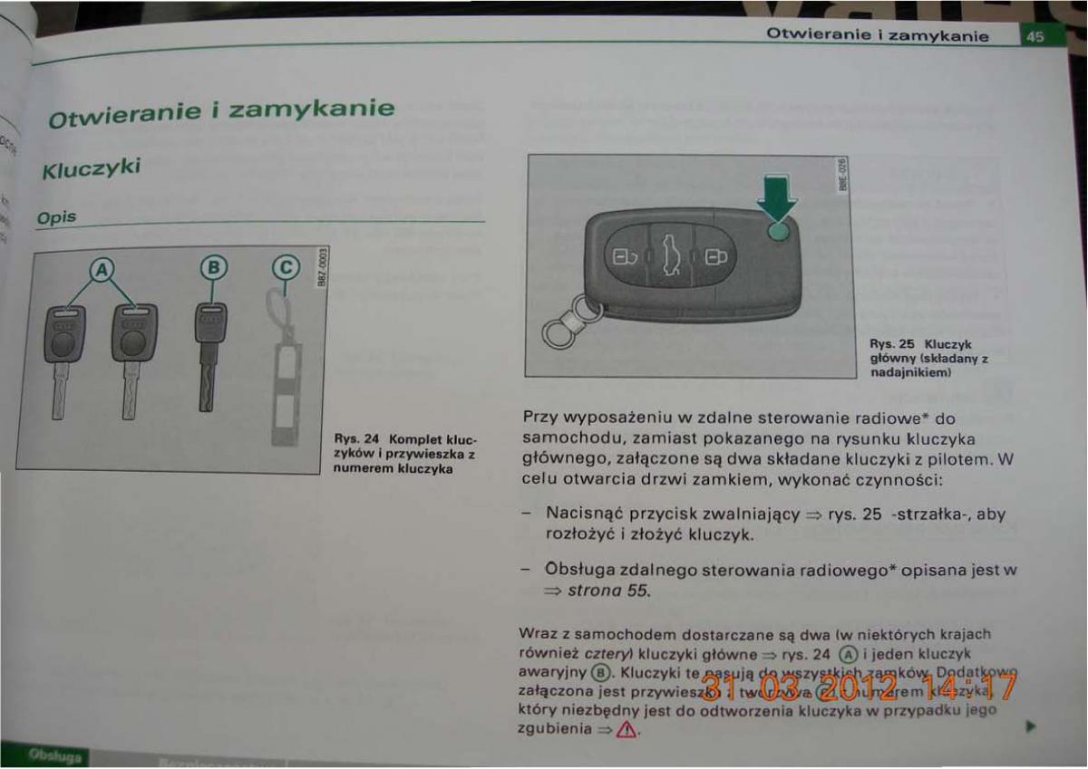 Audi A2 instrukcja obslugi / page 44