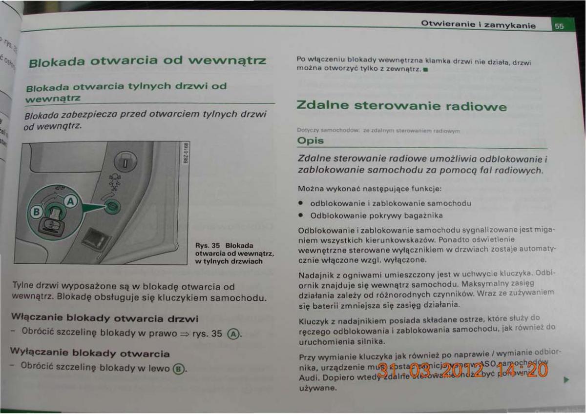 Audi A2 instrukcja obslugi / page 54