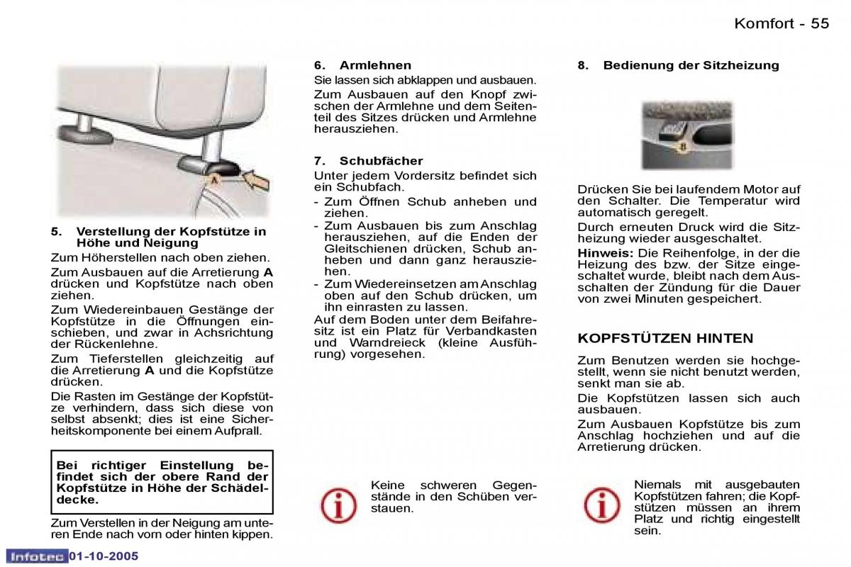 Peugeot 307 Handbuch / page 58