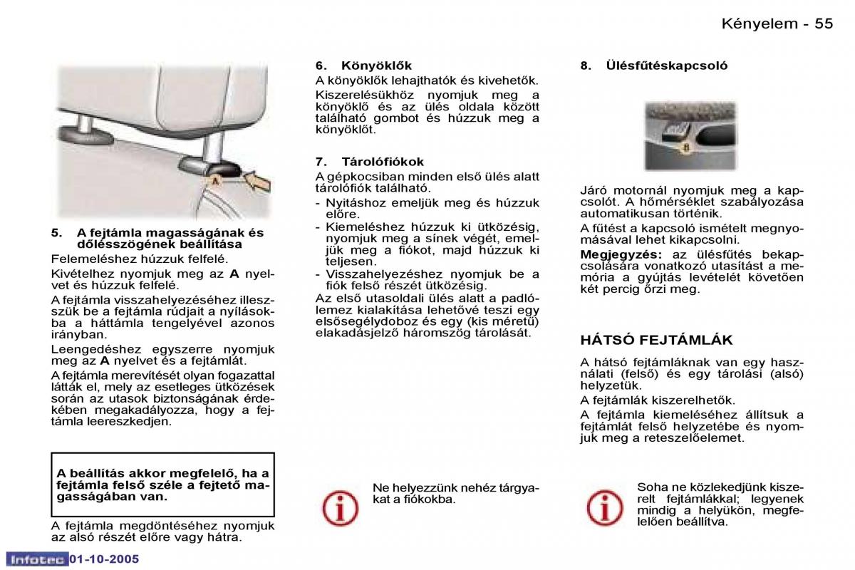 Peugeot 307 Kezelesi utmutato / page 58