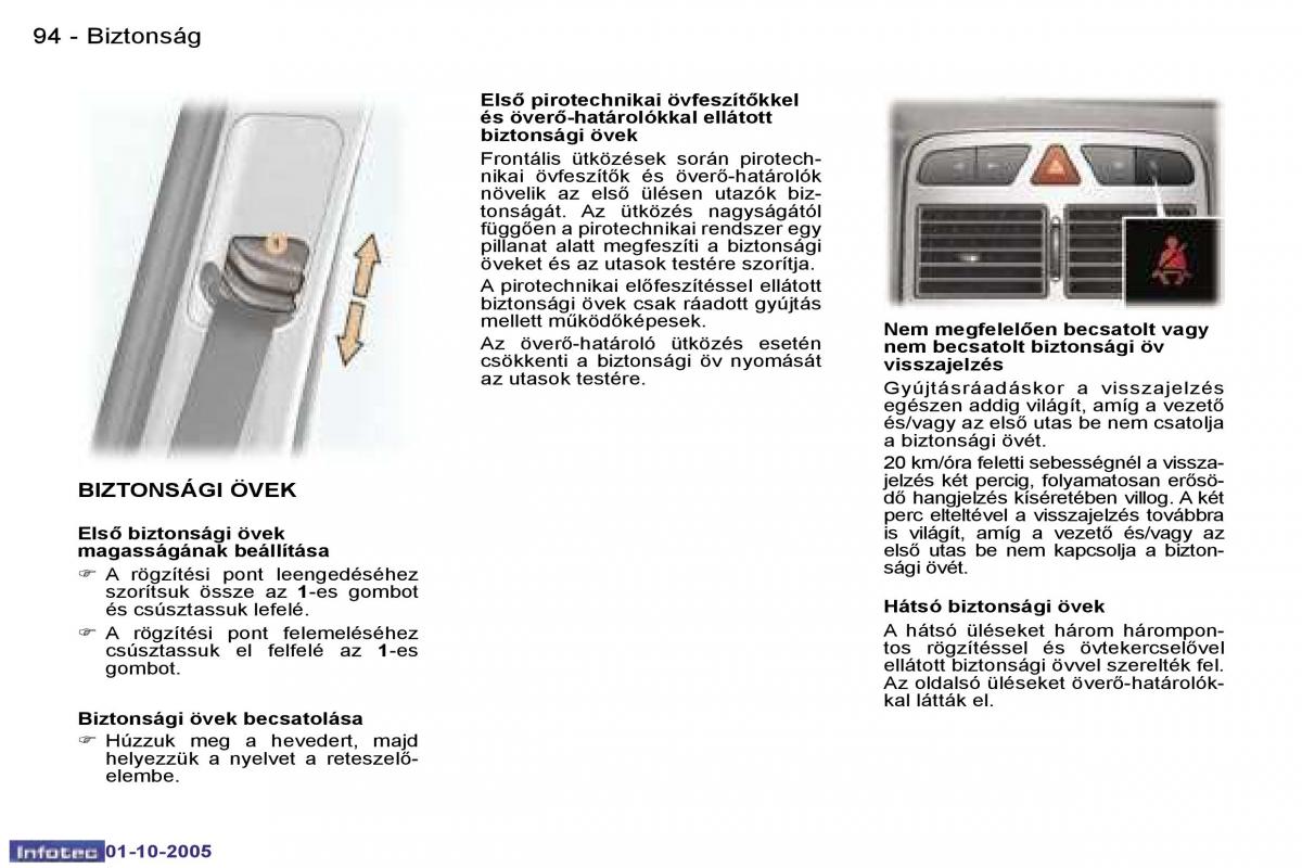 Peugeot 307 Kezelesi utmutato / page 105