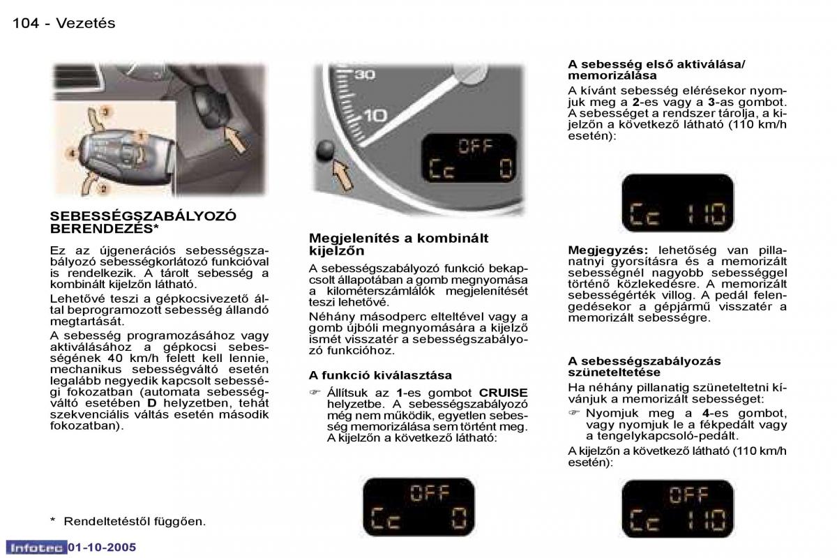 Peugeot 307 Kezelesi utmutato / page 118