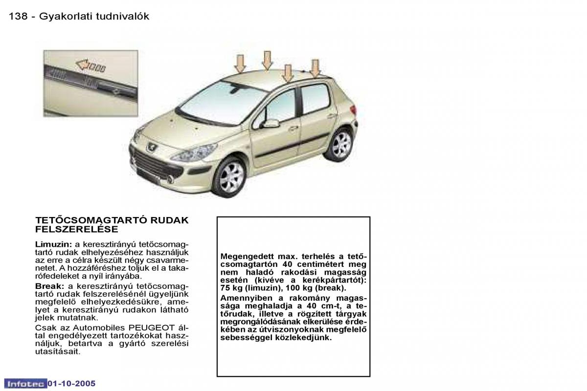 Peugeot 307 Kezelesi utmutato / page 154