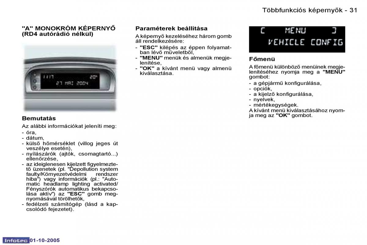 Peugeot 307 Kezelesi utmutato / page 33