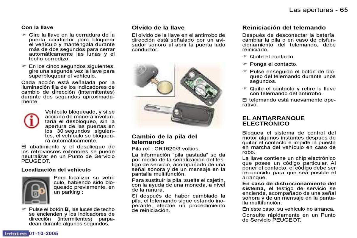 Peugeot 307 manual del propietario / page 68