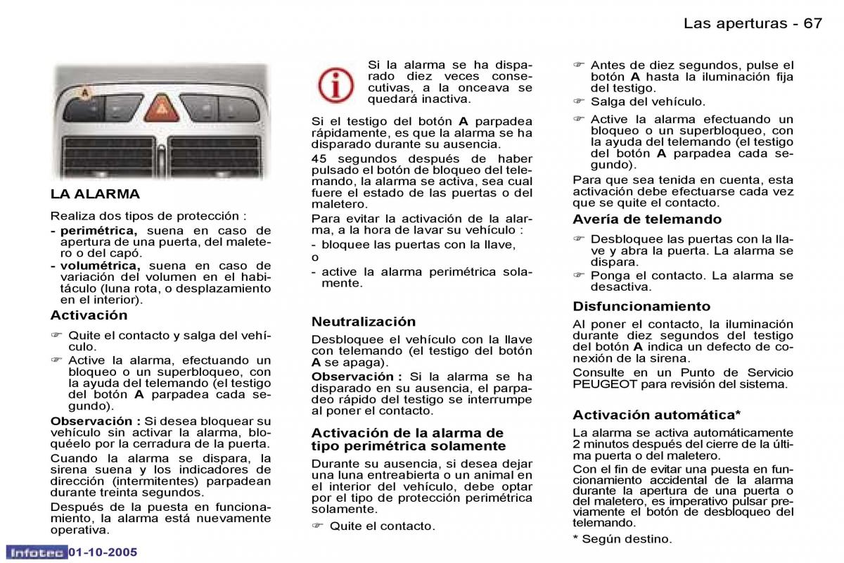 Peugeot 307 manual del propietario / page 72