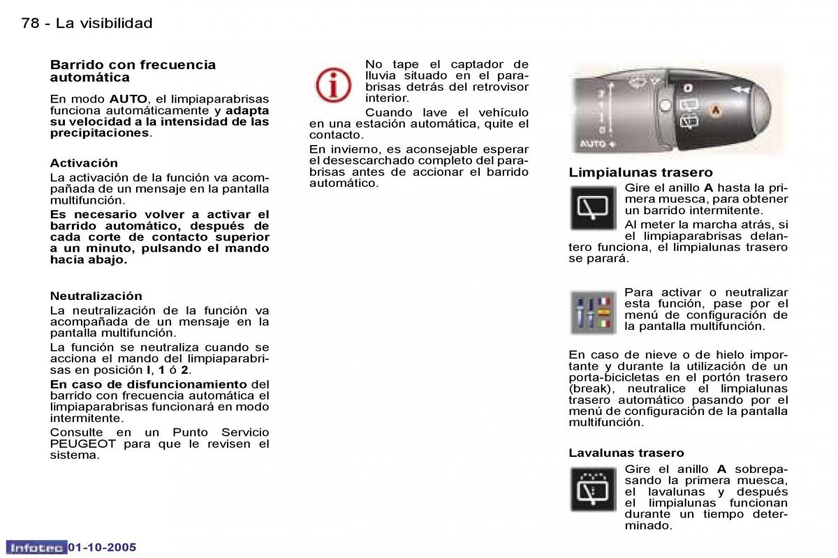 Peugeot 307 manual del propietario / page 86