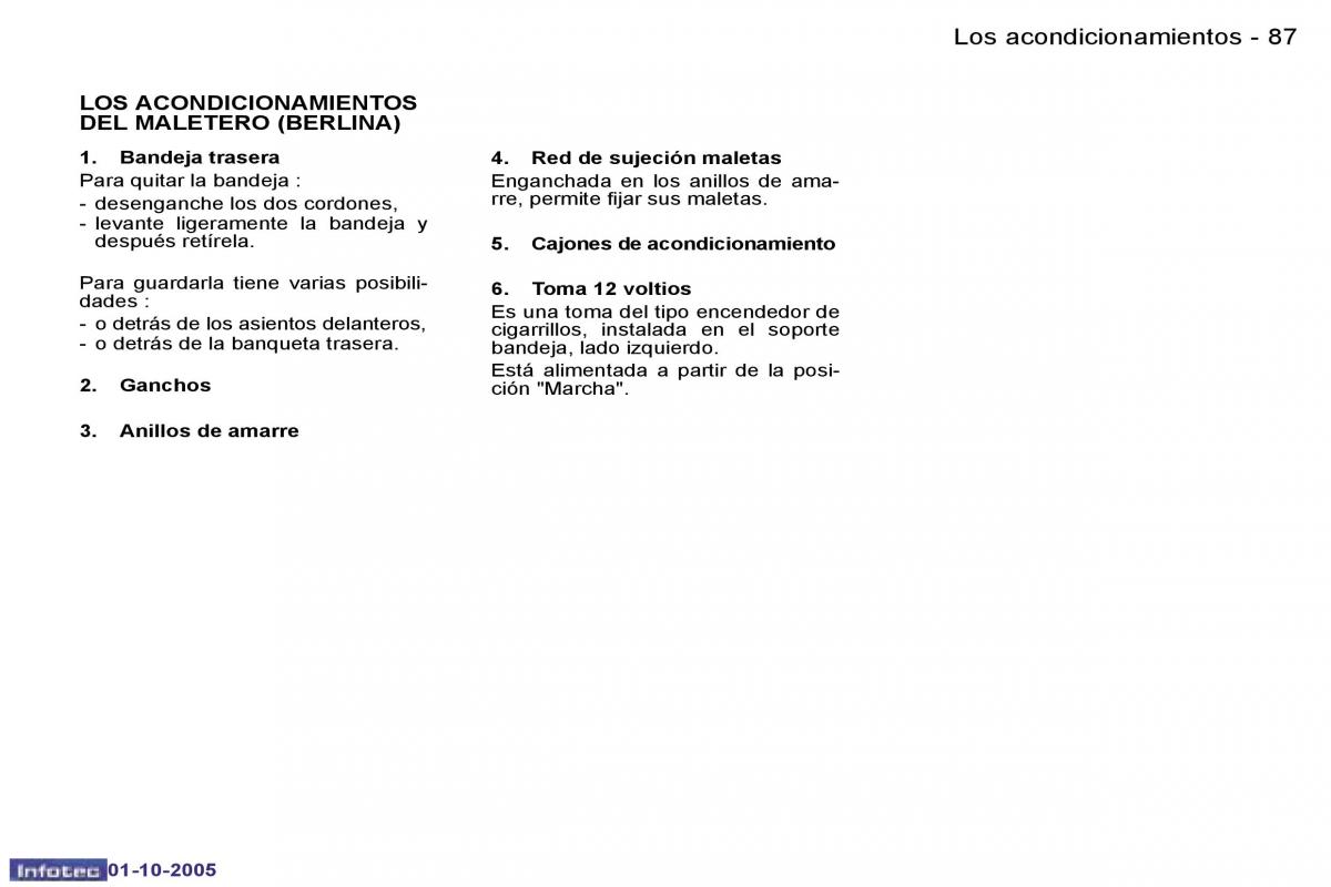 Peugeot 307 manual del propietario / page 98