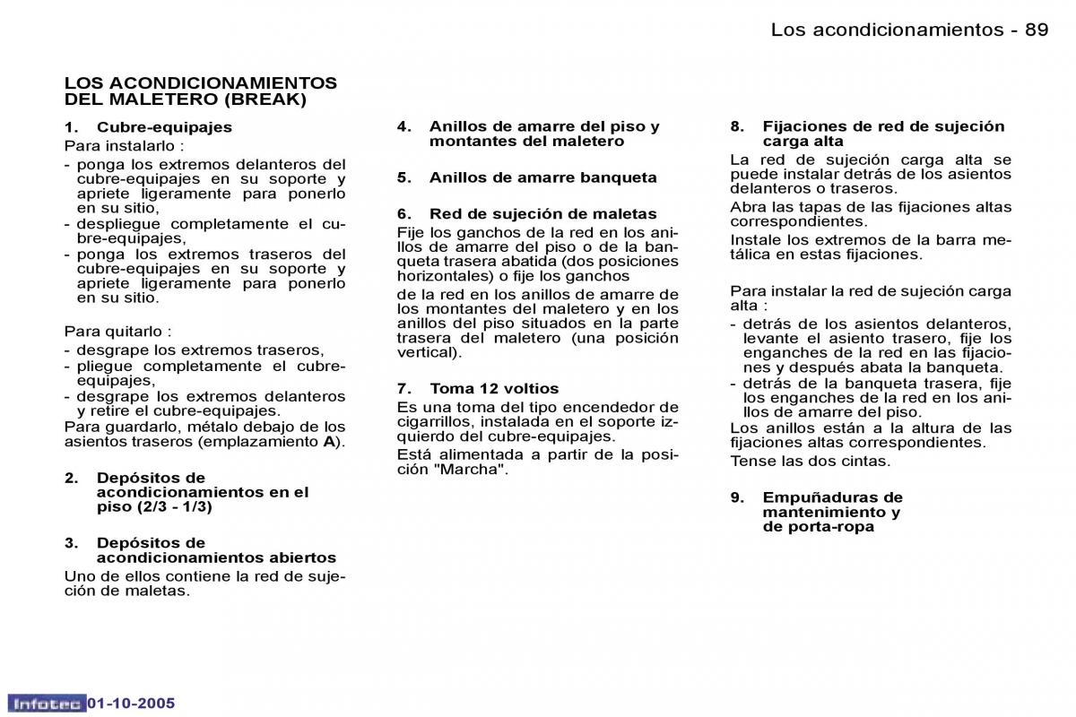 Peugeot 307 manual del propietario / page 100