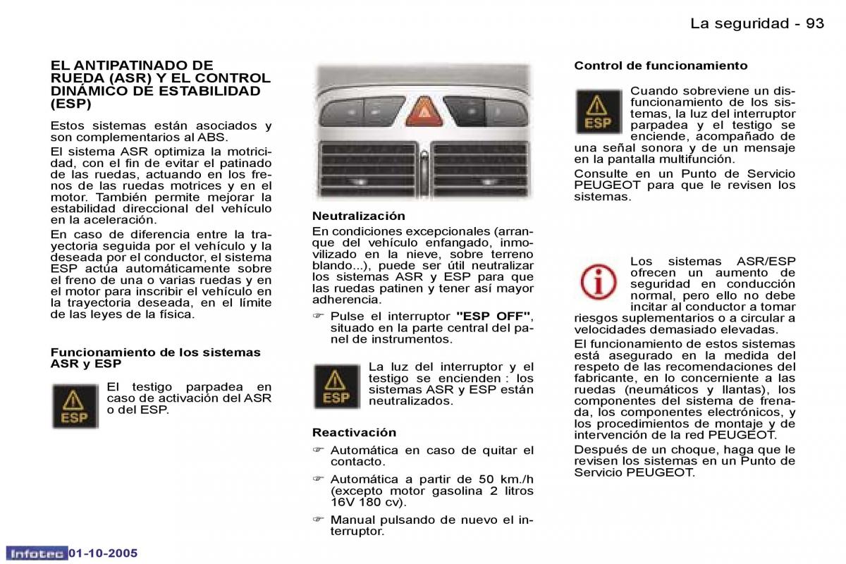 Peugeot 307 manual del propietario / page 104