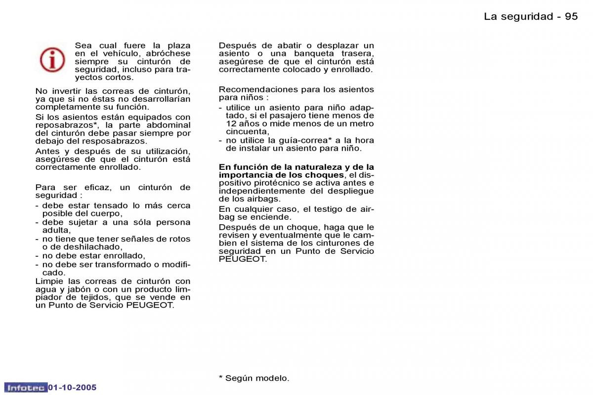 Peugeot 307 manual del propietario / page 106