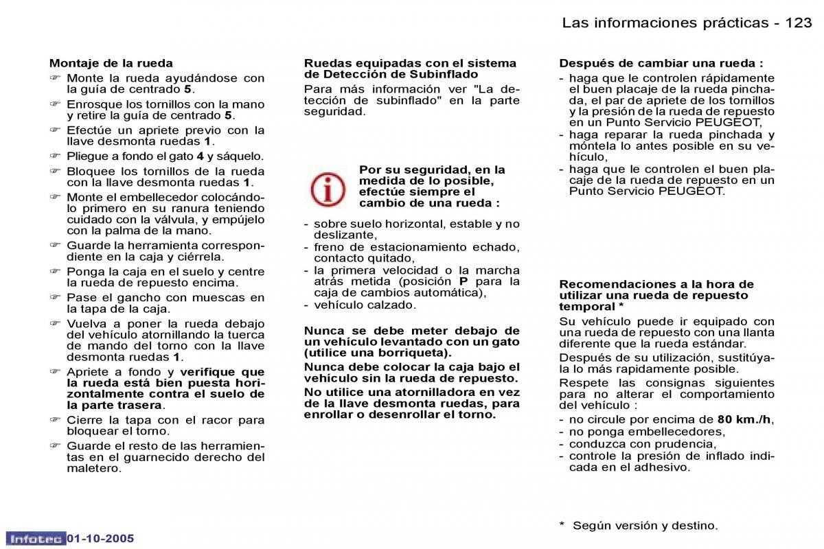 Peugeot 307 manual del propietario / page 138