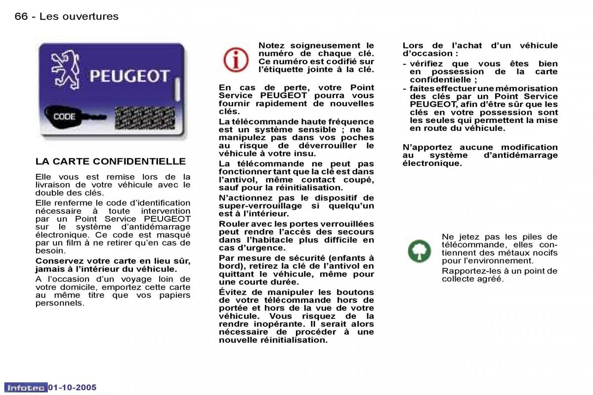 Peugeot 307 manuel du proprietaire / page 68