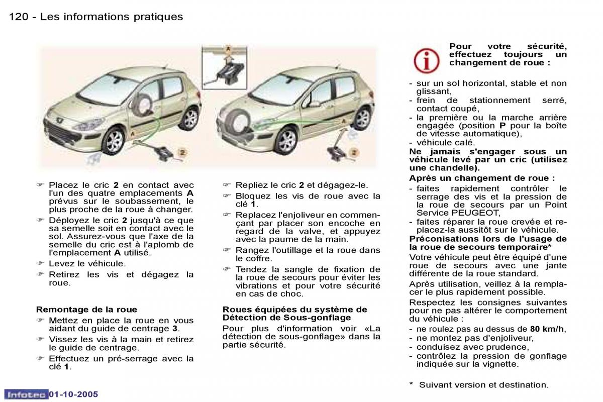 Peugeot 307 manuel du proprietaire / page 124