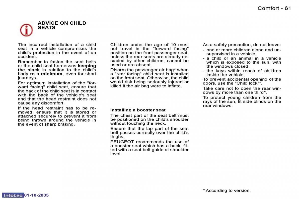 Peugeot 307 owners manual / page 66