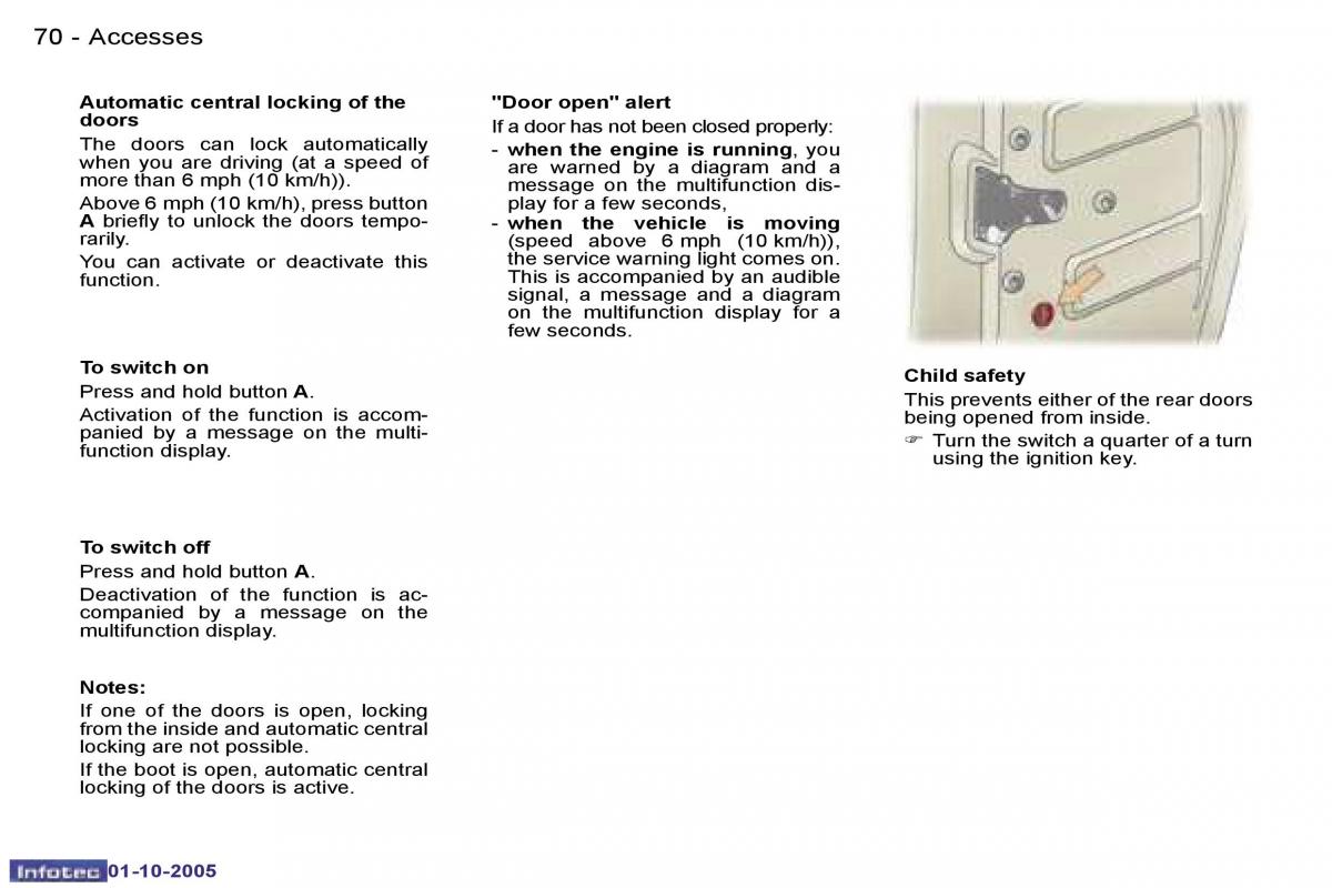 Peugeot 307 owners manual / page 76