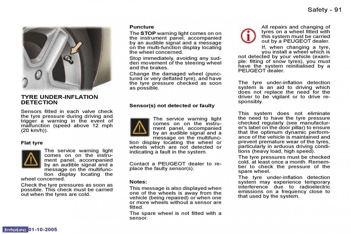 Peugeot 307 owners manual / page 102