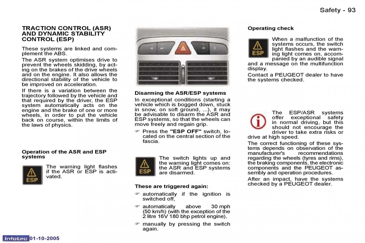 Peugeot 307 owners manual / page 104