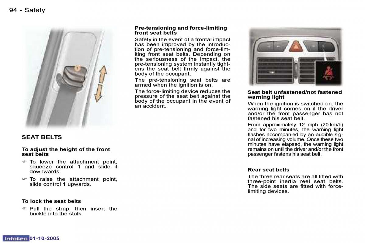 Peugeot 307 owners manual / page 105