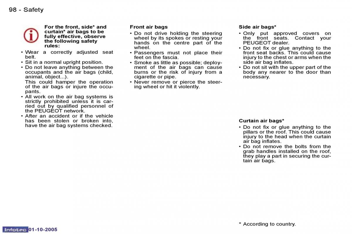 Peugeot 307 owners manual / page 109