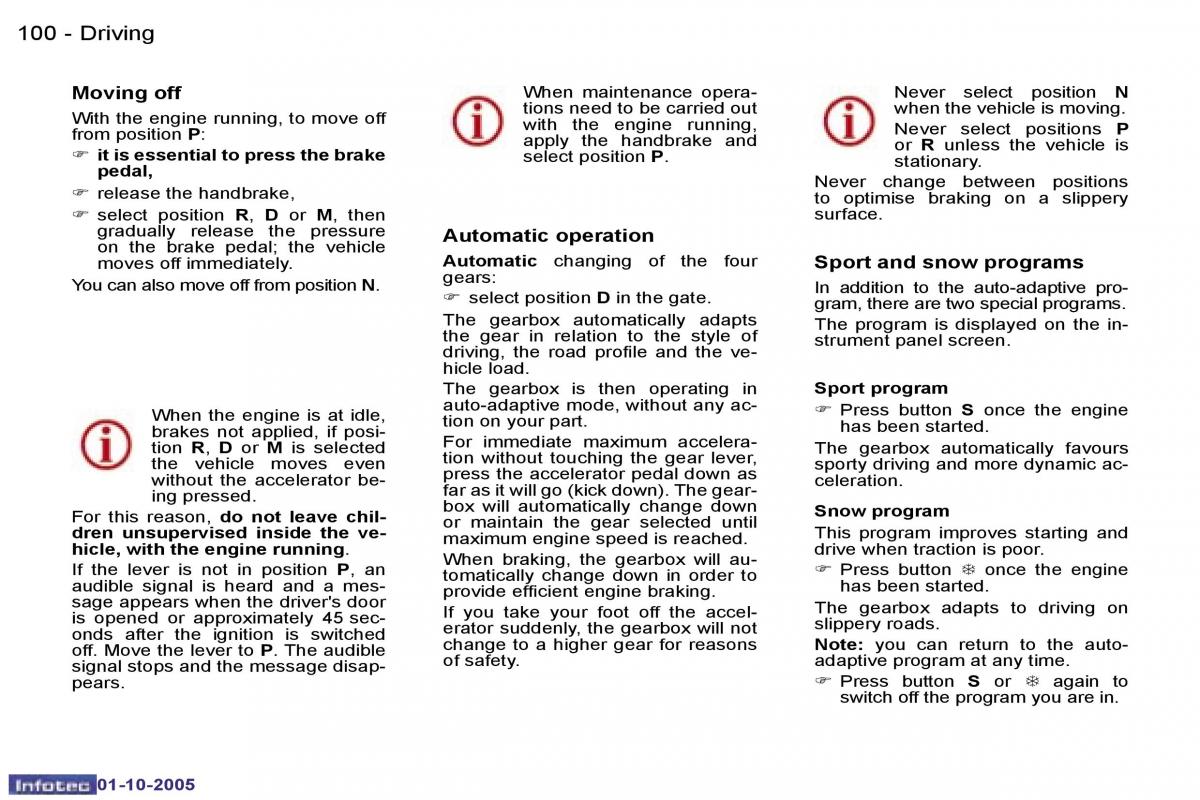 Peugeot 307 owners manual / page 114