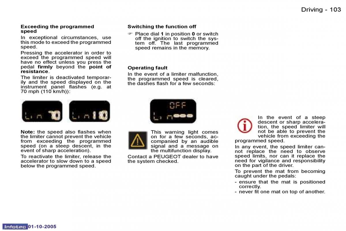 Peugeot 307 owners manual / page 117