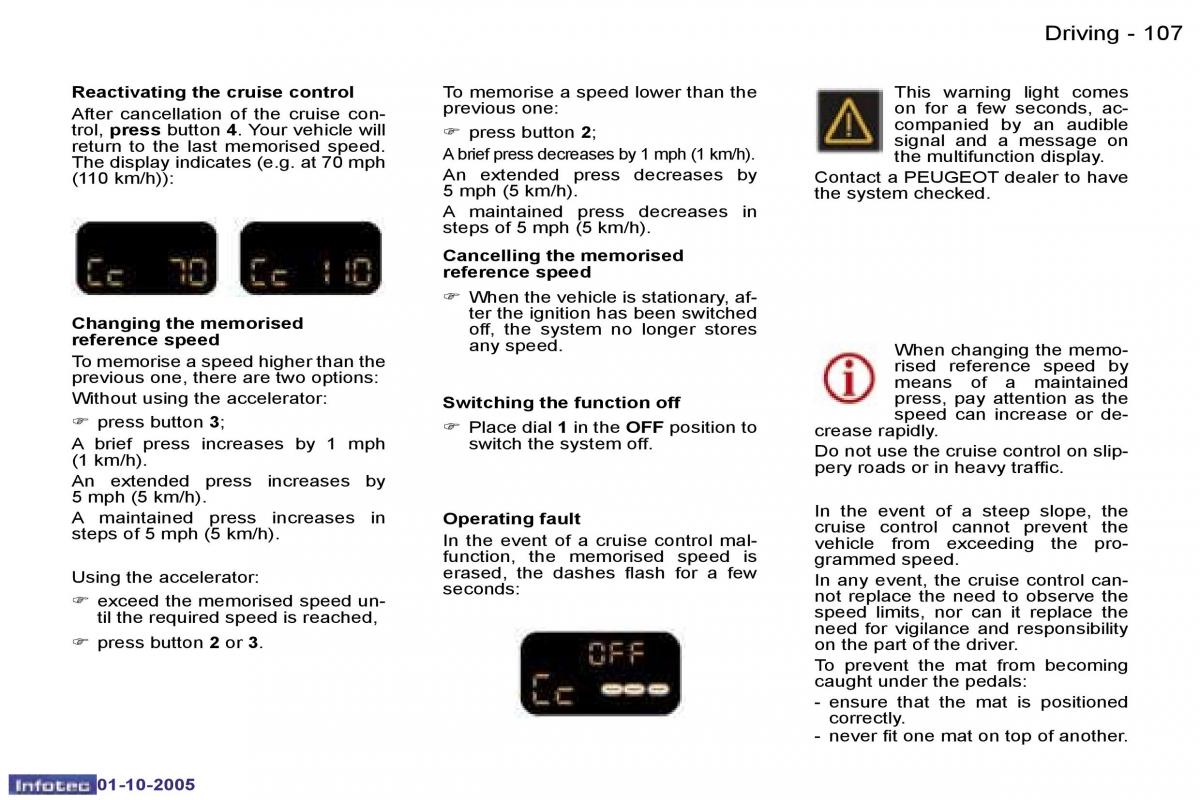 Peugeot 307 owners manual / page 121