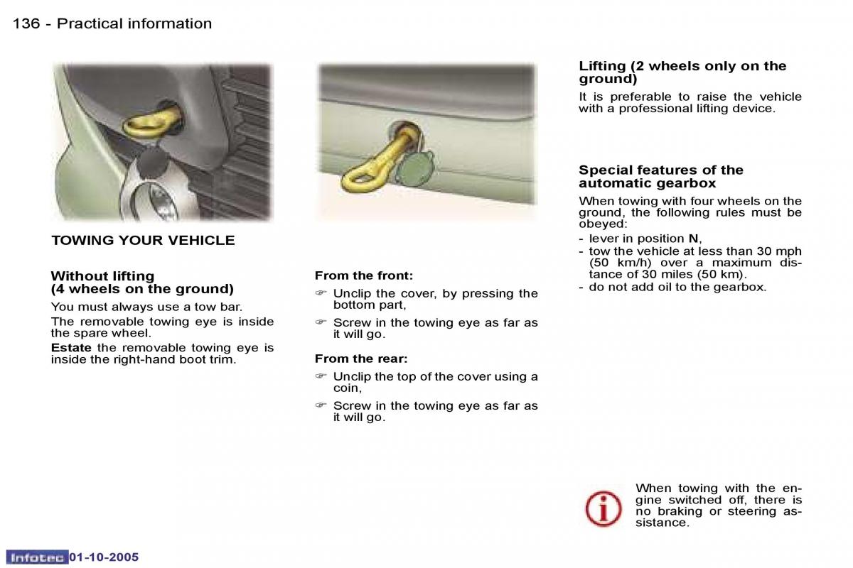 Peugeot 307 owners manual / page 152