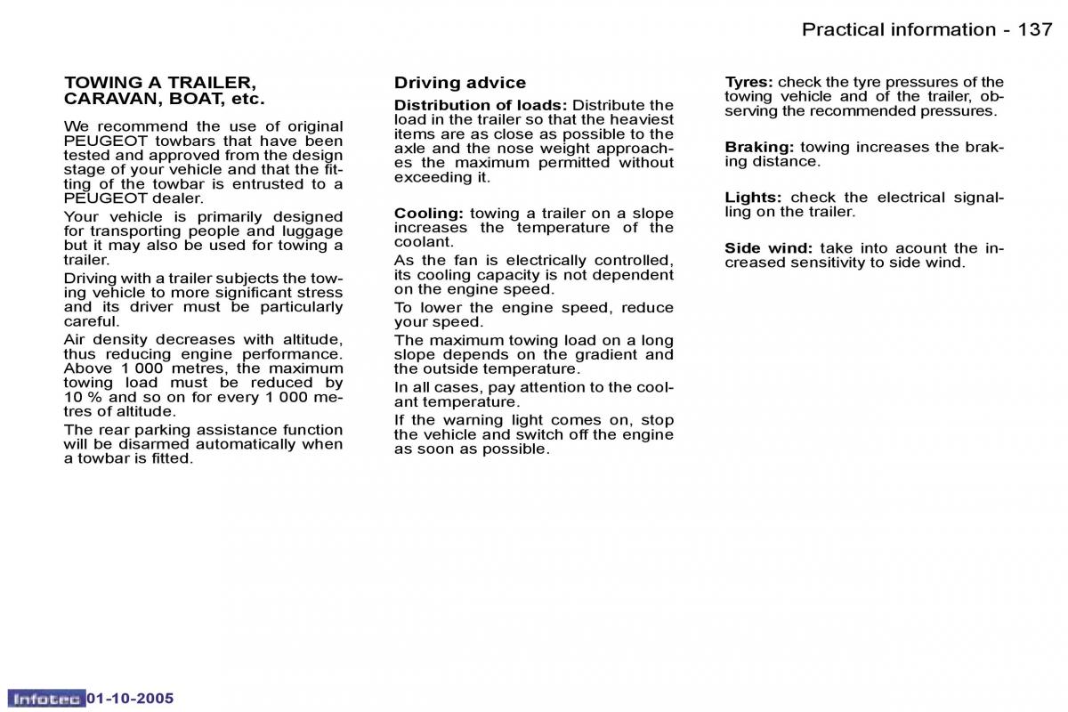 Peugeot 307 owners manual / page 153