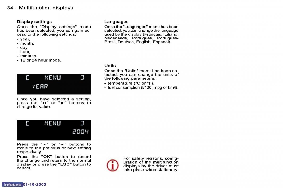 Peugeot 307 owners manual / page 36