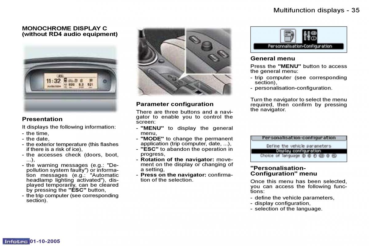 Peugeot 307 owners manual / page 37