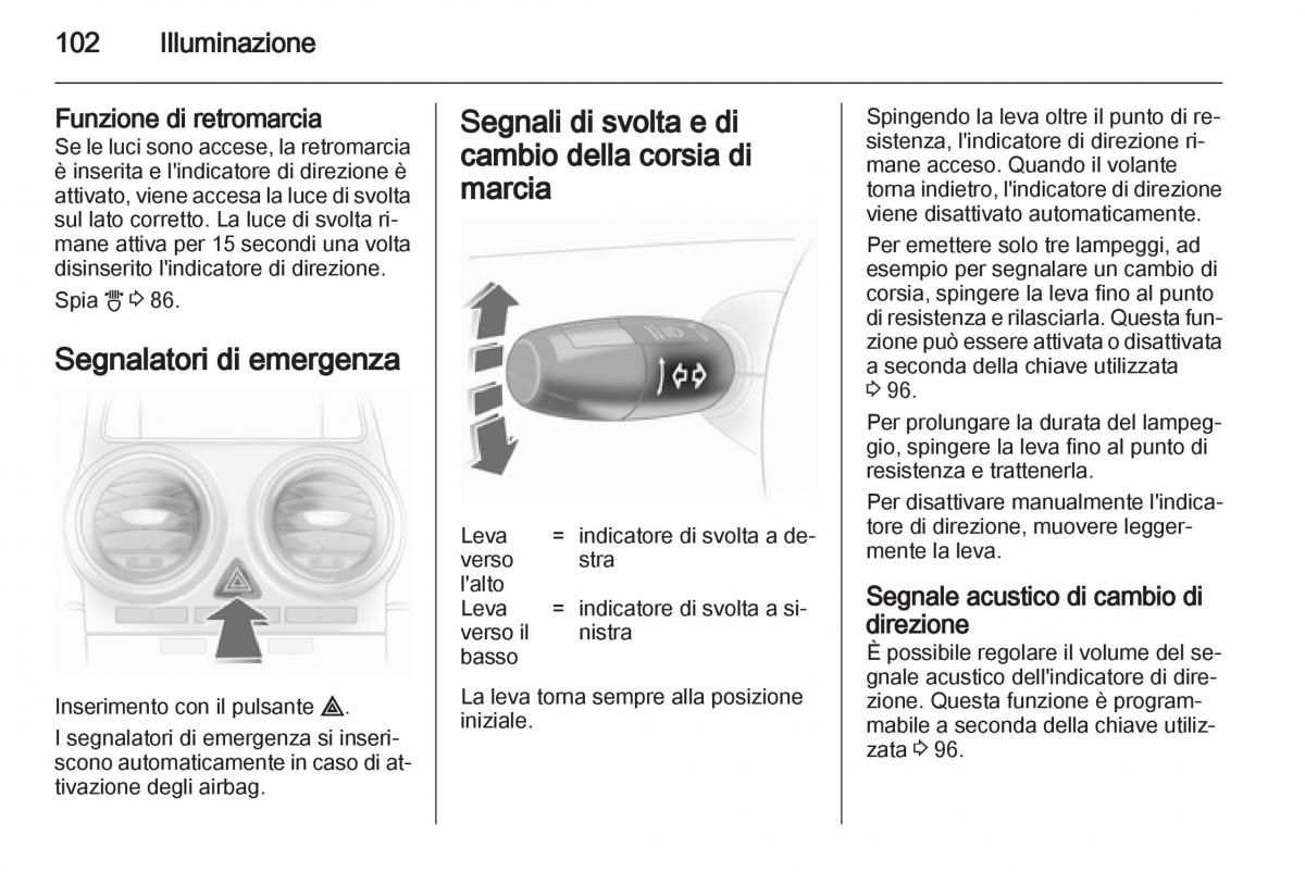 Opel Corsa D manuale del proprietario / page 104