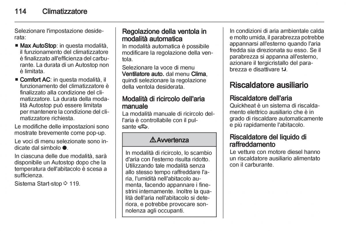 Opel Corsa D manuale del proprietario / page 116