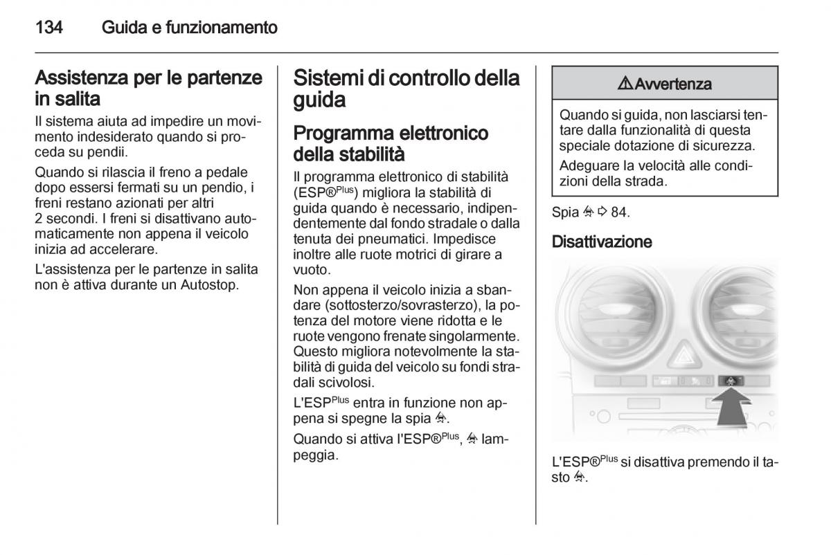 Opel Corsa D manuale del proprietario / page 136